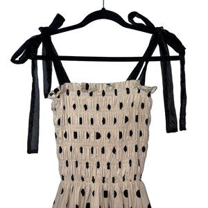 En Saison 100% Cotton Ivory & Black Polka Dot Tiered Midi Dress - Size XS